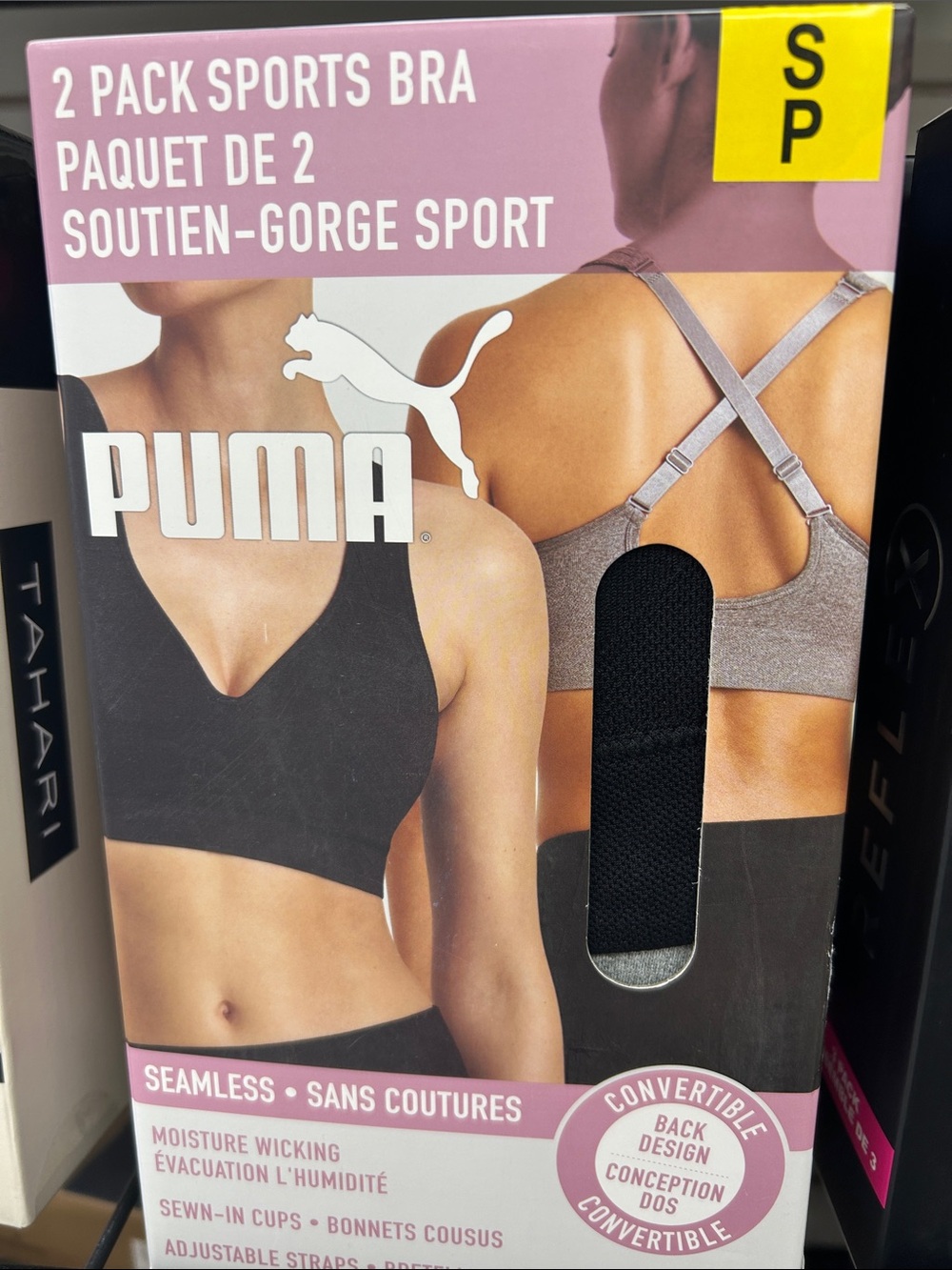 Puma Black & Heather Gray 2-Pack Seamless Sports Bras